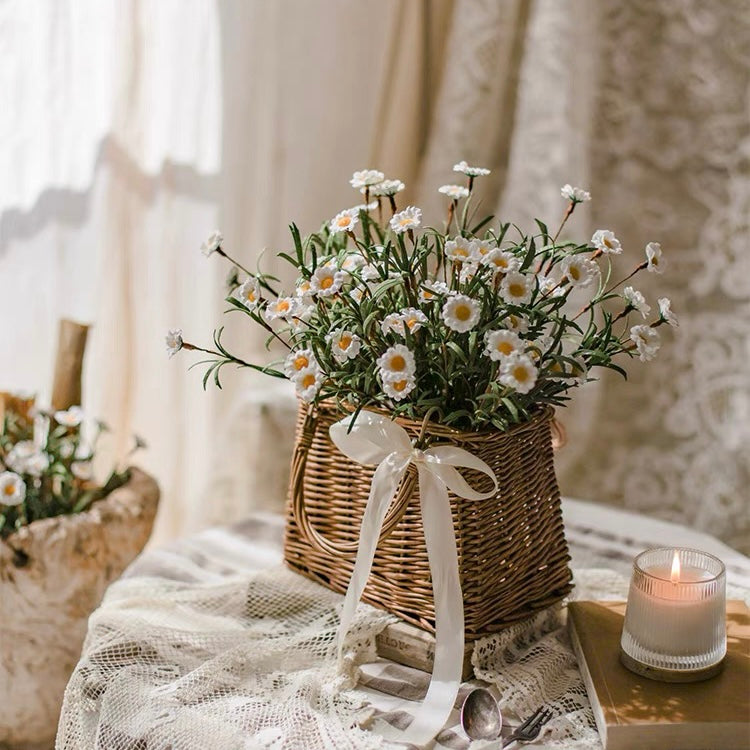 Enchanting Daisy Bouquet with Handcrafted Basket - NatureHomeDeco